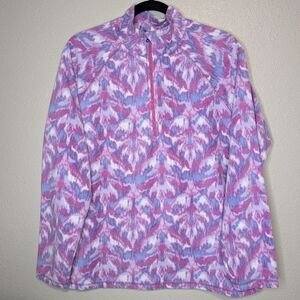 Eddie Bauer Multi-Color Pink/Blue/White Pull Over Sweater with 1/4 Zip S…
